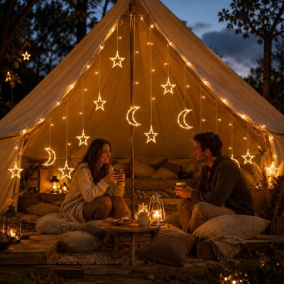 Kültéri fényfüzér csillagokkal és holddal - 3 m, meleg fehér | STARRYSKY